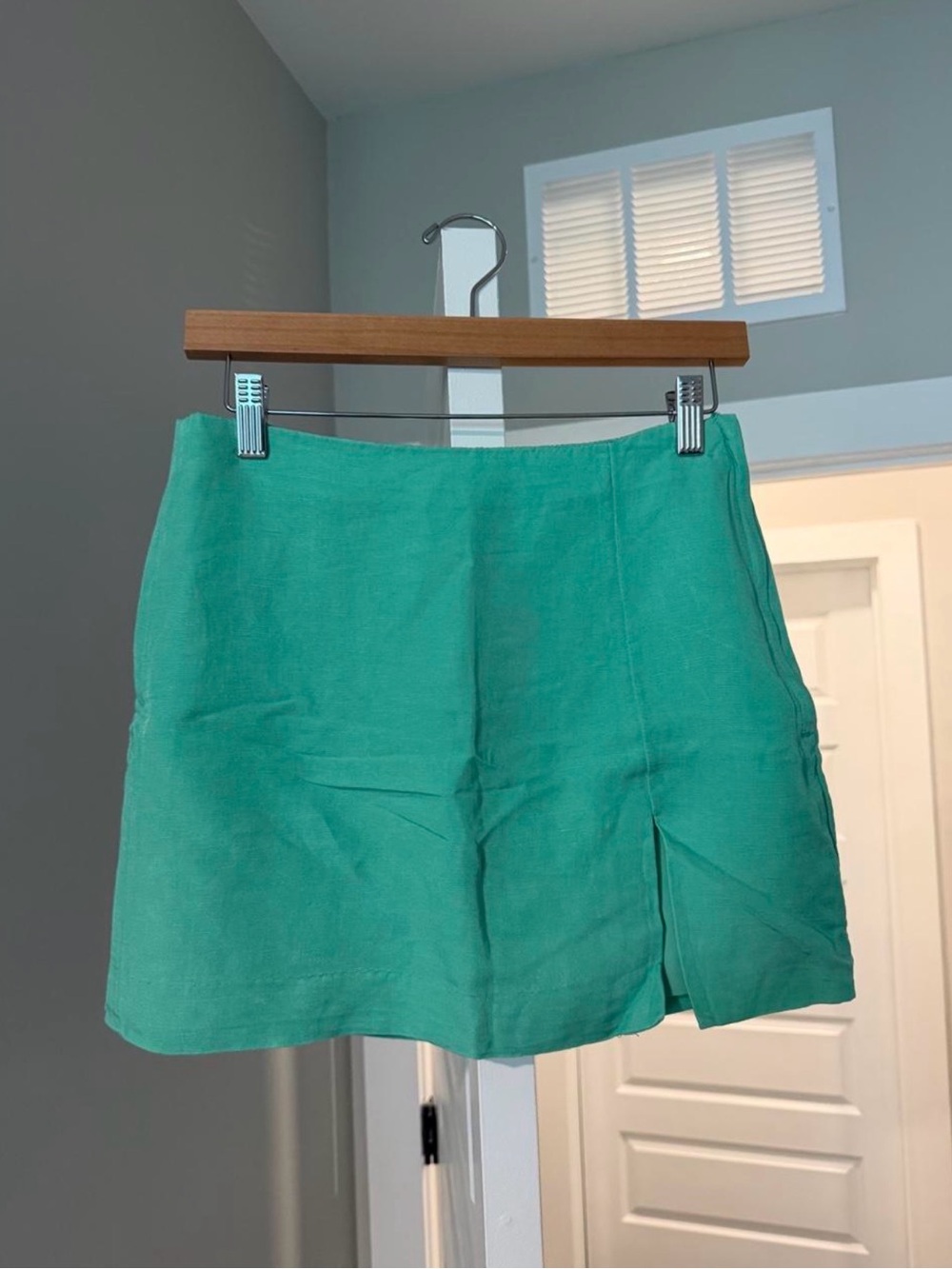 NWT H&M Green Linen Mini Skirt